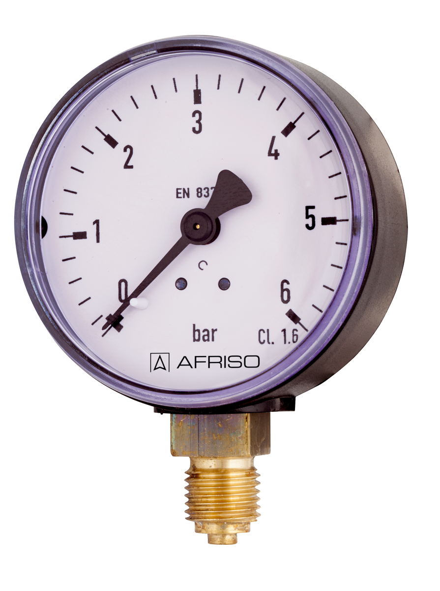 AFRISO Rohrfeder-Standardmanometer RF63 0/6bar G1/4B radial Kl.1,6 D101 SAR 17200